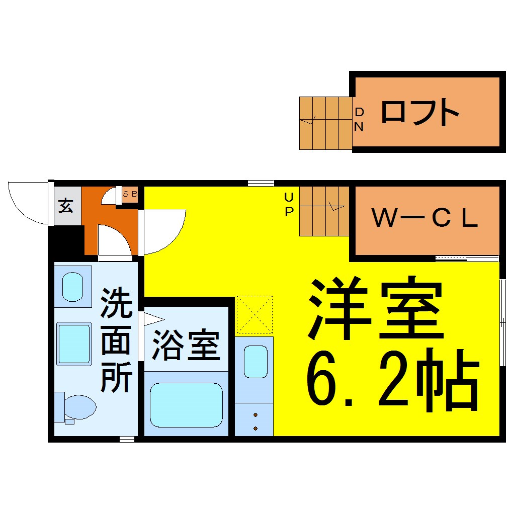 AXIS城西(アクシス城西) 間取り　1Ｋ　ロフト付　エアコン付