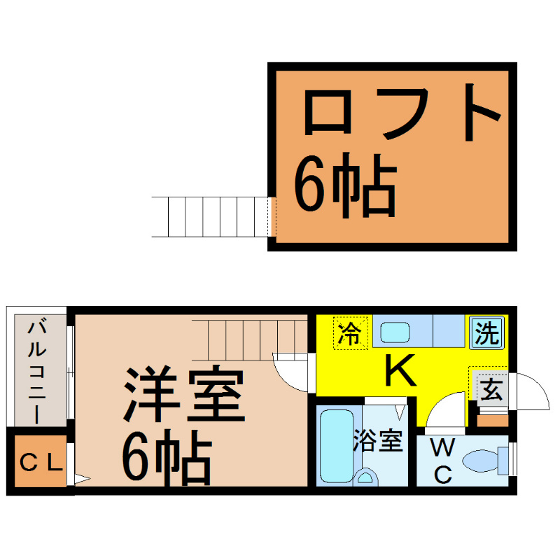 ＭＵＧＨＥＴＴＯ（ミュゲット） 間取り　洋室6帖　ロフト6帖