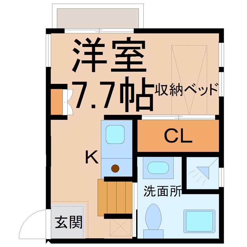 リンデンバウムＪ６  Ａ棟 間取図　洋室7.7帖　クローゼット付