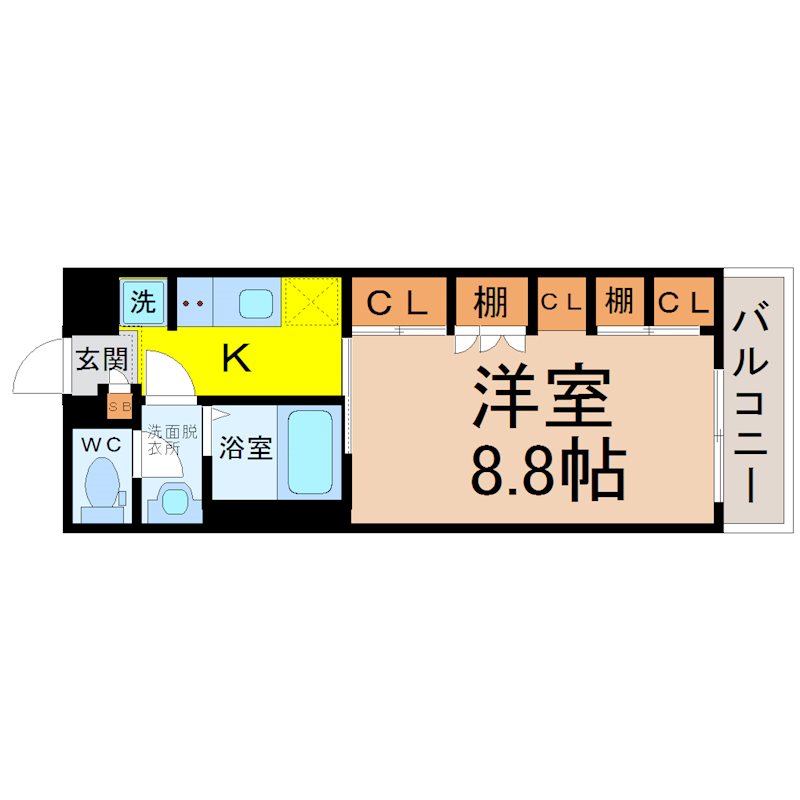リブリ・コンフォート浄心 間取図　洋室8.8帖