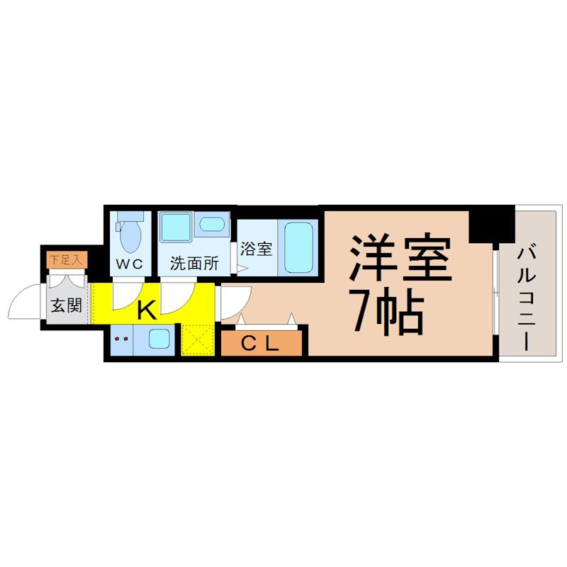 Ｓ－ＲＥＳＩＤＥＮＣＥ金山三丁目 間取図　洋室7帖　脱衣洗面所　バルコニー
