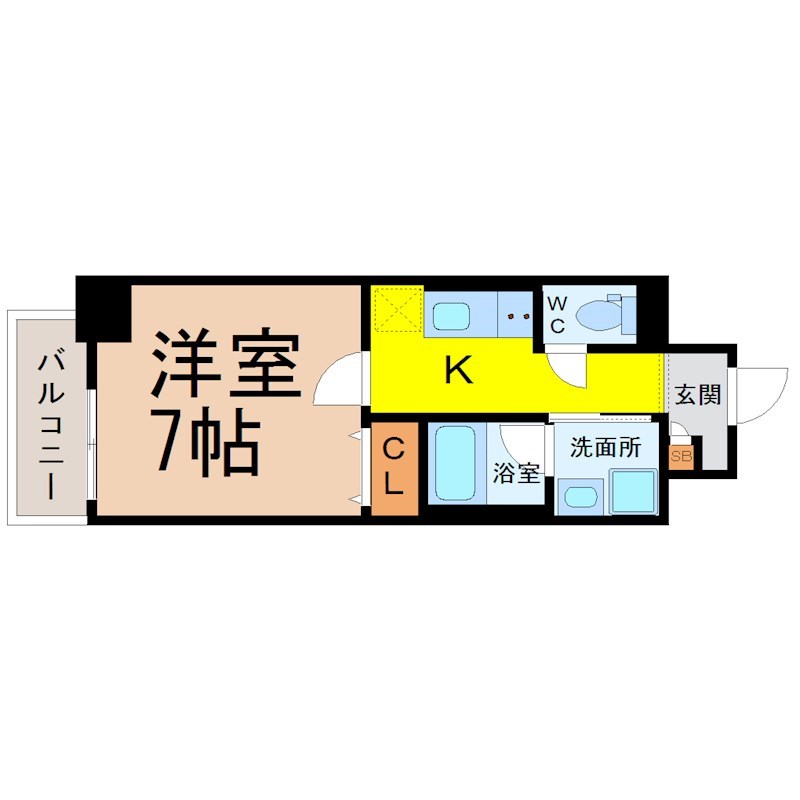 ブリリアコート金山 間取図　洋室7帖　脱衣洗面所　バルコニー