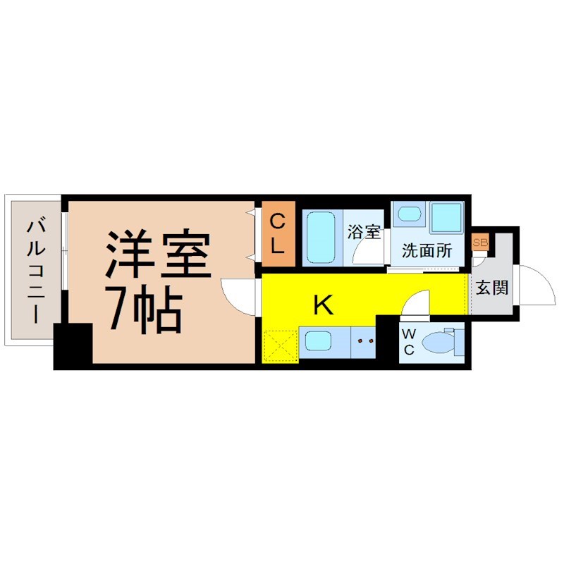 ブリリアコート金山 間取図　洋室7帖　脱衣洗面所　バルコニー