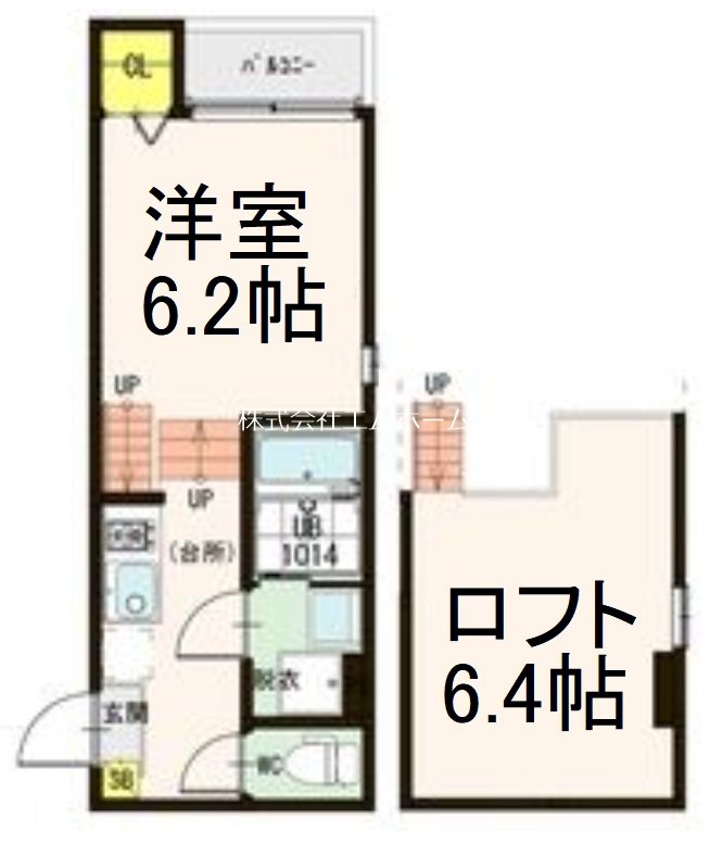 ディアコート松原 間取図　洋室6.2帖　ロフト6.4帖