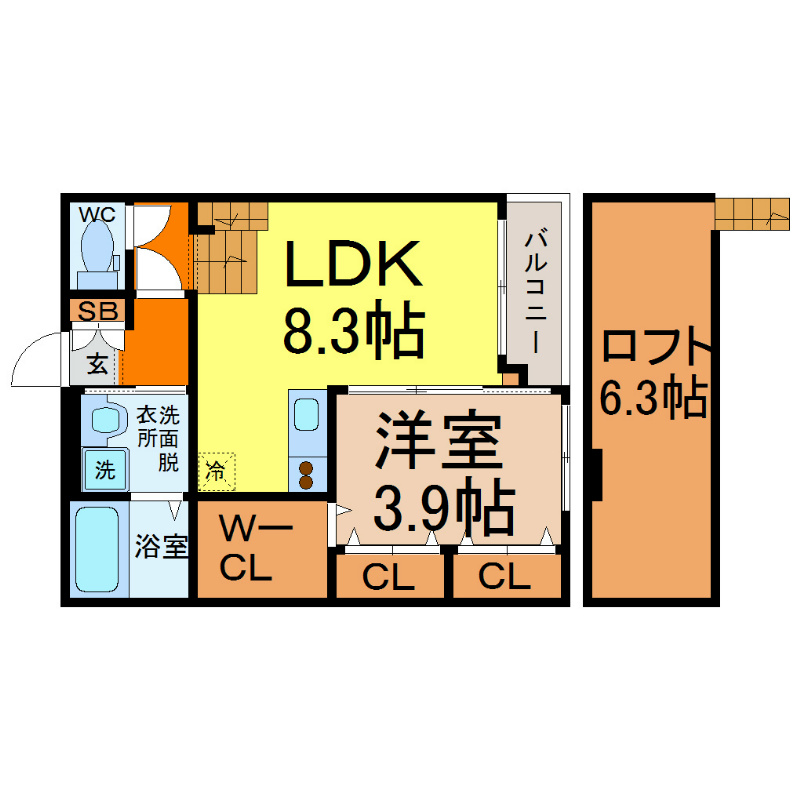 エバーブライト名駅南 間取り　光インターネット無料　家具家電ご用意できます