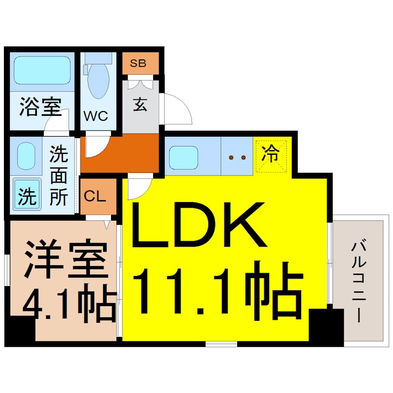 ベルルージュ名駅西 間取り　LDK11.1帖　洋室4.1帖