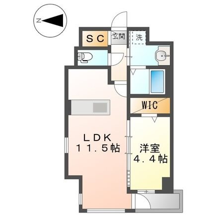 Rio Grande名駅 間取図　ＬＤＫ11.5帖　洋室4.4帖