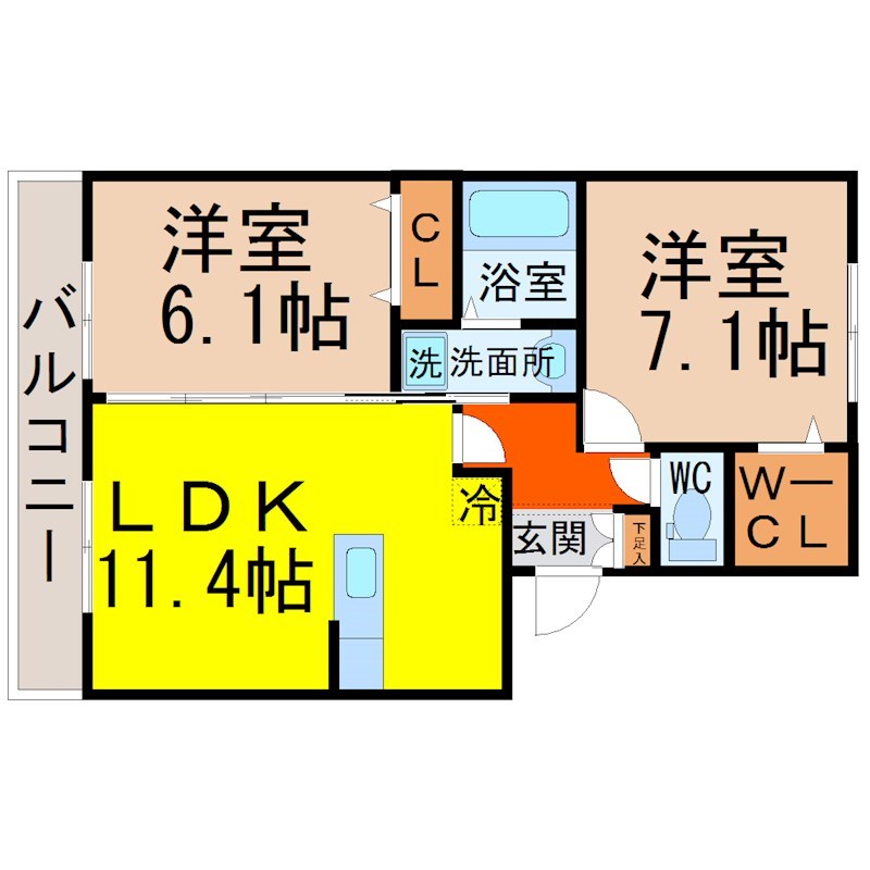 キャッスル大幸 間取り　ＬＤＫ11.4帖　ウォークインクローゼット