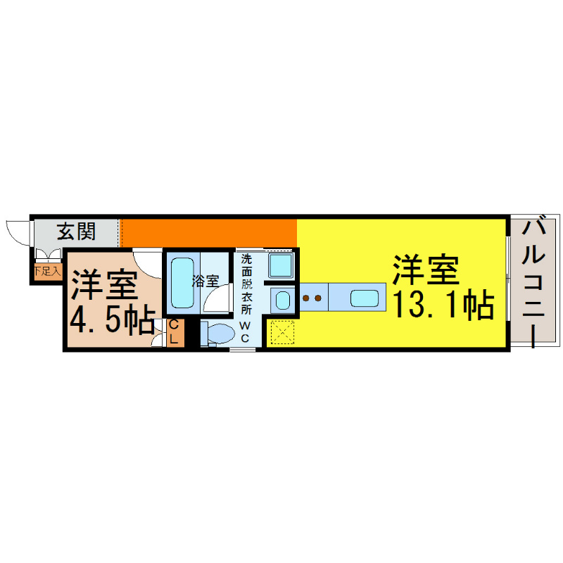 アプリーレ久屋大通公園 間取図　家具家電ご用意できます