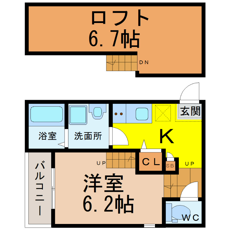 ｊｅｕｎｅｓｓｅ大宮 間取り　洋室6.2帖　ロフト6.7帖