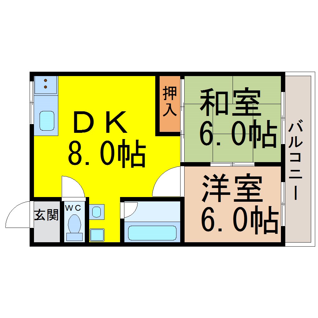 メゾン黄金 間取り　2DK