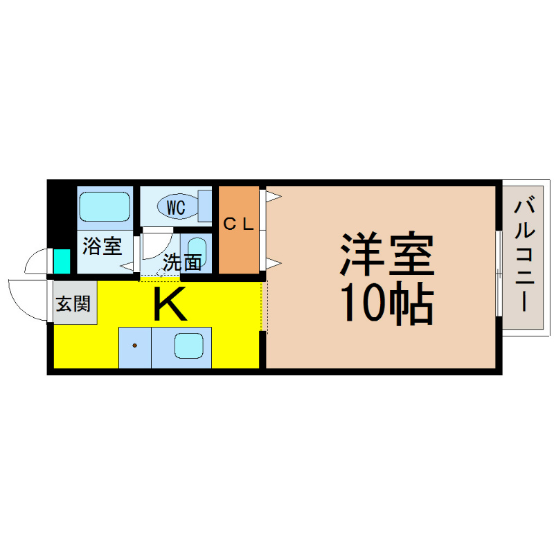エトワール代官町 間取図　洋室10帖　南向きバルコニー