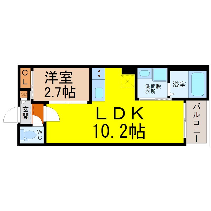 ＲＥＧＡＬＥＳＴ堀田 間取図　ＬＤＫ10.2帖　脱衣洗面所　バルコニー