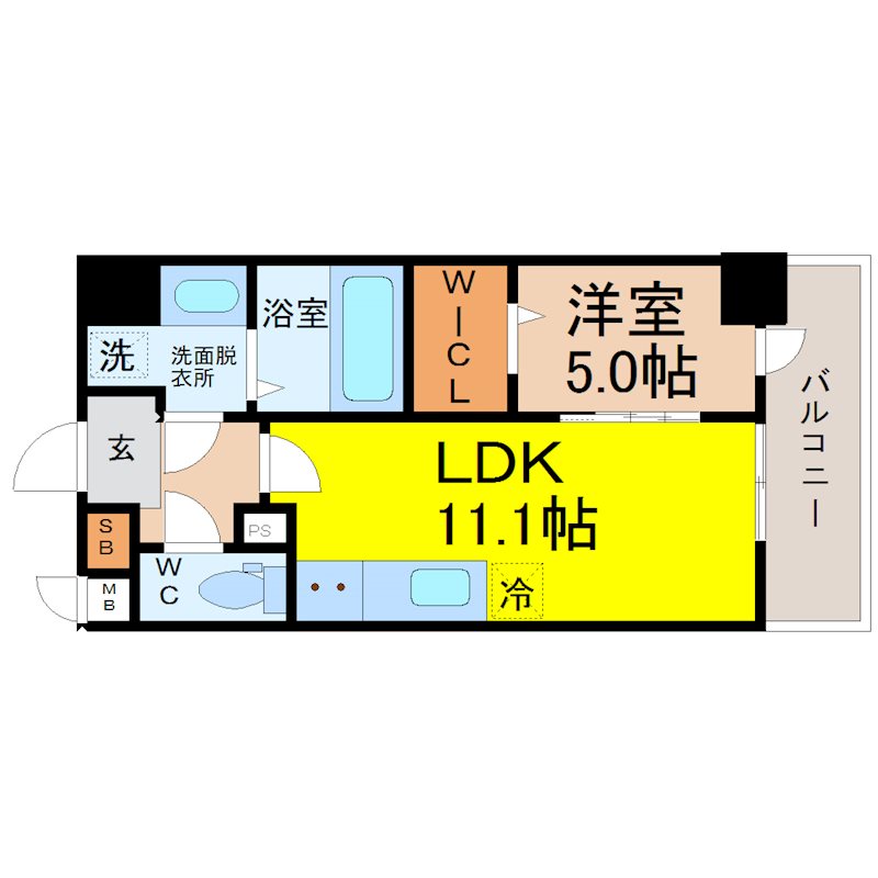 エスポワール黄金 間取図　ＬＤＫ11.1帖　洋室5.0帖