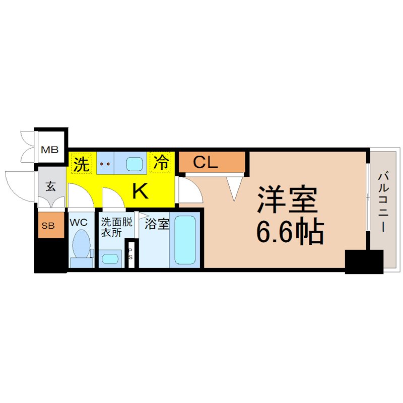 ディアレイシャス名古屋太閤通 間取図　洋室6.6帖