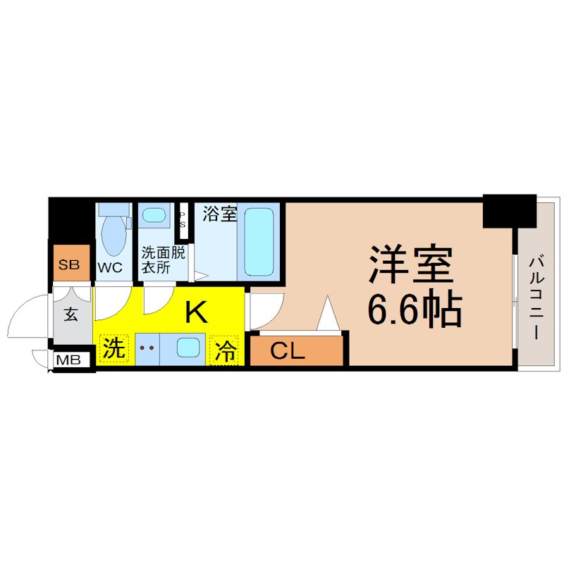 ディアレイシャス名古屋太閤通 間取図　洋室6.6帖