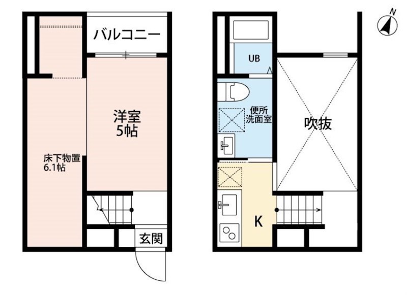 ルーナ・アンジュ 間取図　洋室5帖　アンダーロフト6.1帖