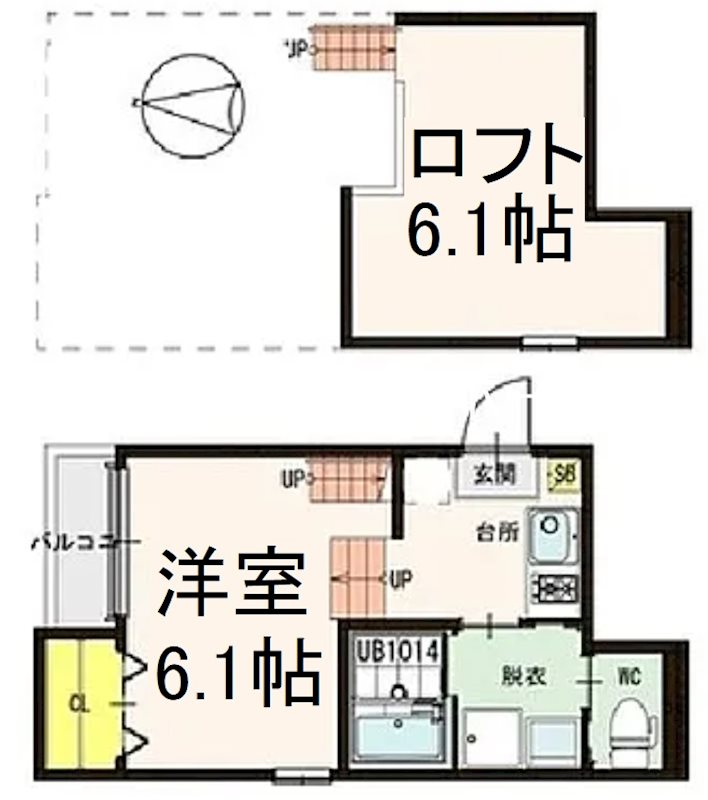 ラピスラズリ 間取図　洋室6.1帖　ロフト6.1帖