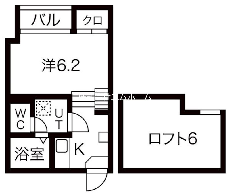 グローバルスタンス 間取図　洋室6.2帖　ロフト6帖