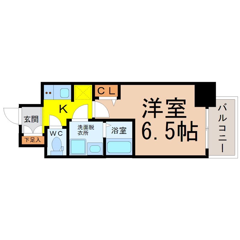 Ｓ－ＲＥＳＩＤＥＮＣＥ上前津Ｓｏｕｔｈ 間取図　洋室6.5帖　脱衣洗面所　バルコニー