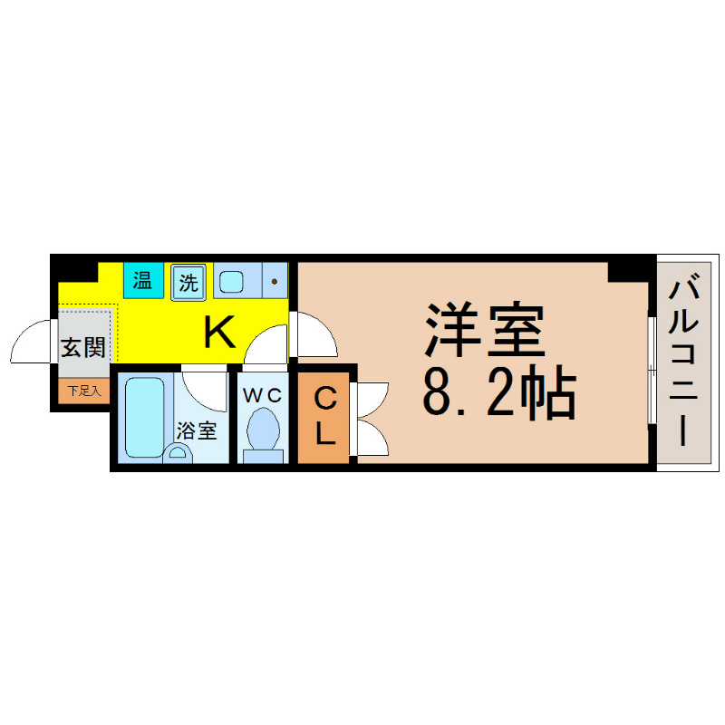 サンハイツ名取 間取り　洋室8.2帖　バス・トイレ別