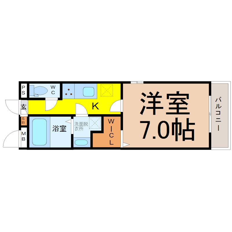 レキップ 間取図　洋室7.0帖