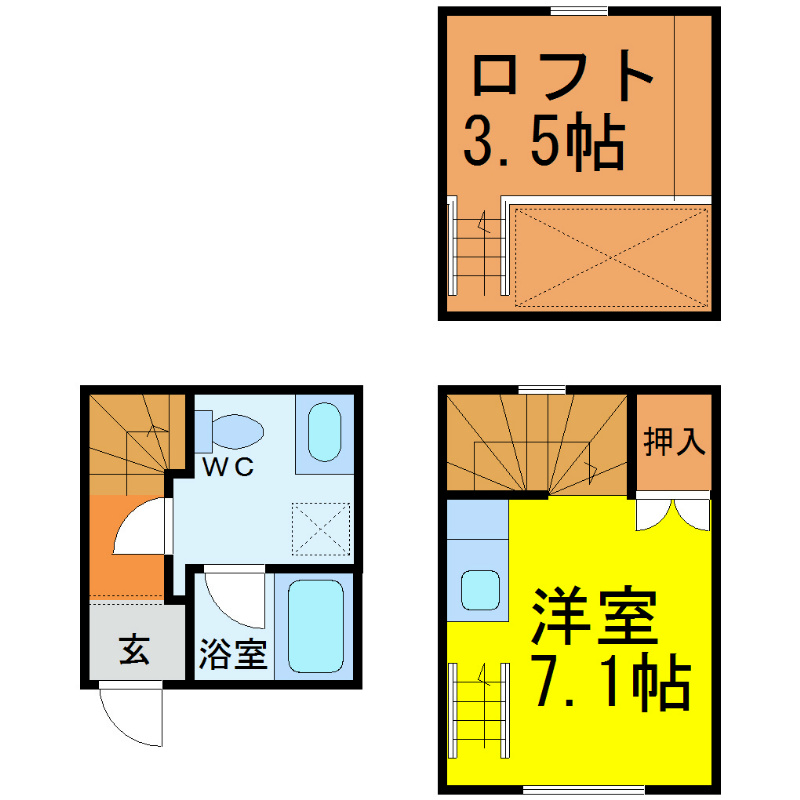 Ｃｉｎｑ　Ｐｏｌｔｅｓ（サンクポルト） 間取り　デザイナーズ　メゾネット