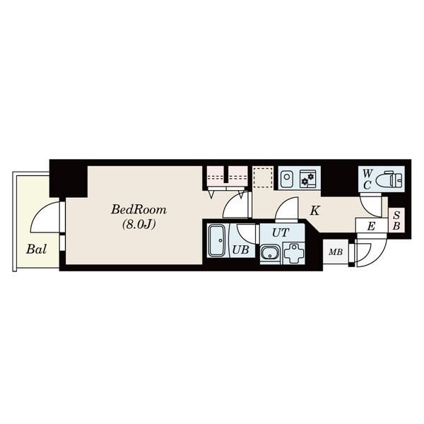 S-RESIDENCE丸の内駅前North 間取図　洋室8.0帖