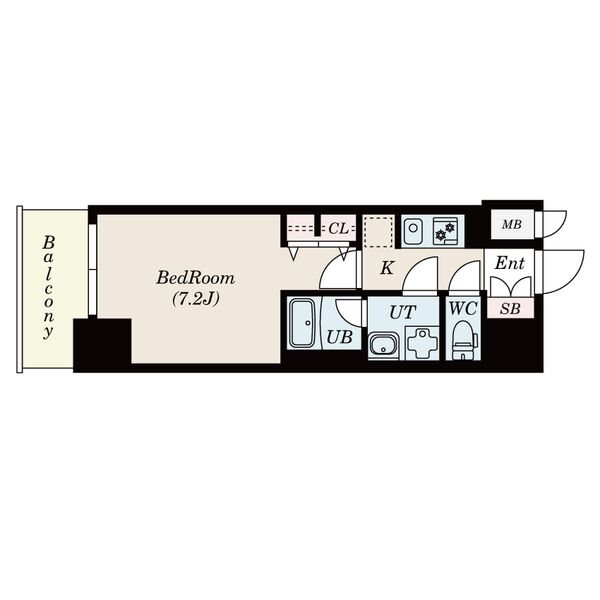S-RESIDENCE丸の内駅前North 間取図　洋室7.2帖
