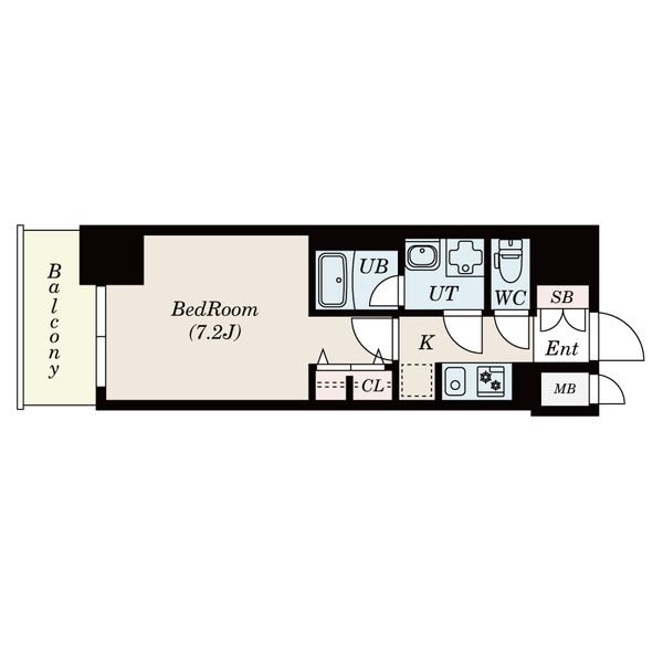 S-RESIDENCE丸の内駅前North 間取図　洋室7.2帖