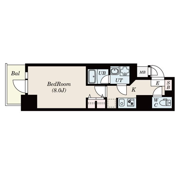 S-RESIDENCE丸の内駅前North 間取図　洋室8.0帖