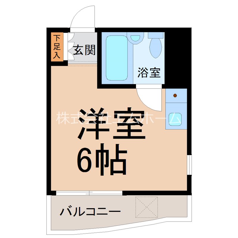 アキュラパークサイド須賀町 間取図　洋室9.3帖　脱衣洗面所　バルコニー