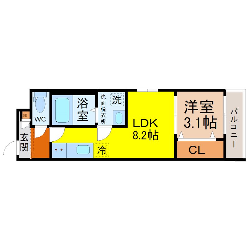 MOVE栄生WEST 間取り　家具家電ご用意できます