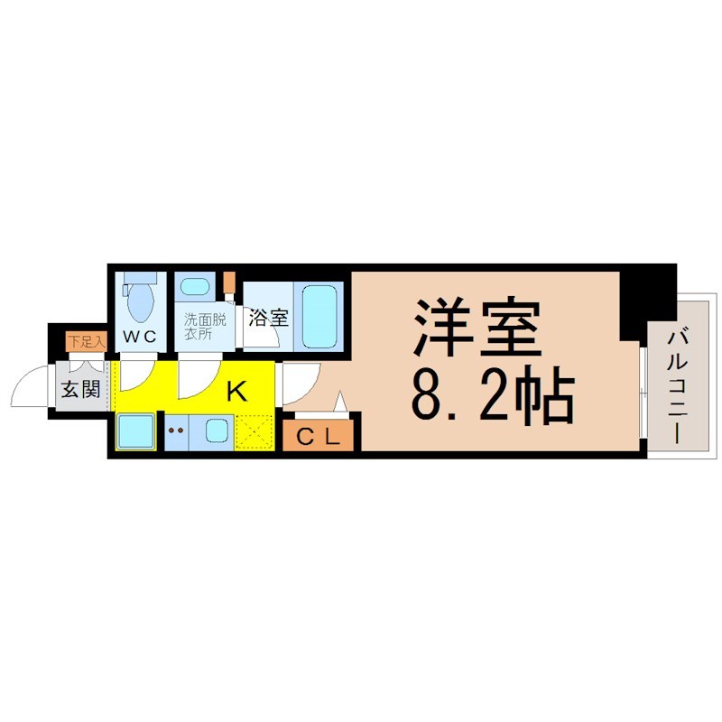 クレストコート泉一丁目 間取り　洋室8.2帖　脱衣洗面所　クローゼット付