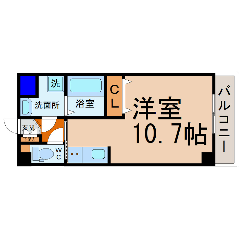 ＳＡＮＫＥＩ　ＨＯＰＥ’Ｚ 間取図　洋室10.7帖　脱衣洗面所　南面バルコニー