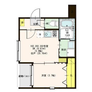 Ａｐｅｌｉｌａ名城北 間取図　ＤＫ5.9帖　洋室3.7帖　脱衣洗面所