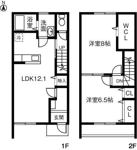 ＰＬＵＳＳＵＭ ＣＯＵＲＴ 児玉 間取図　LDK12.1帖　洋室×2　ウォークインクローゼット付です