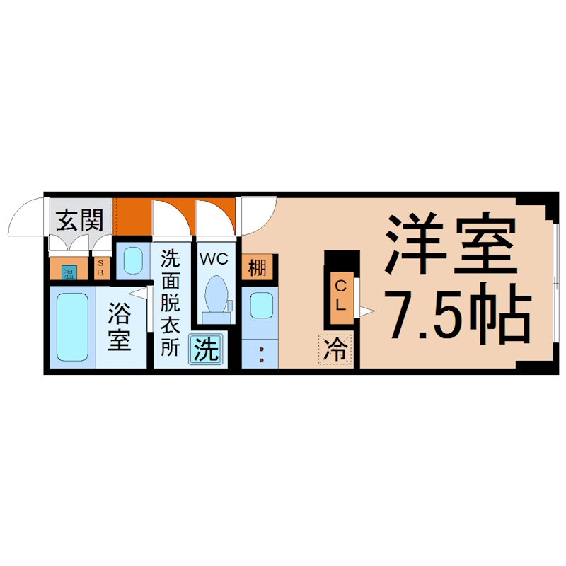 リヴシティ中村公園 間取図　洋室7.5帖