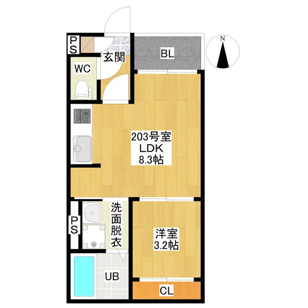ＲＥＧＡＬＥＳＴ Ｓｏｗａｋａ則武 間取図　ＬＤＫ8.3帖　洋室3.2帖