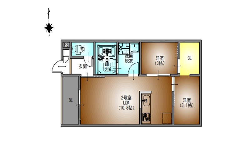 ＲＥＧＡＬＥＳＴ森下 間取図　ＬＤＫ10.8帖　脱衣洗面所　バルコニー