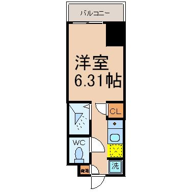 ＮＳＺＥＡＬ東別院中駒ビル 間取図　洋室6.31帖　シャワールーム