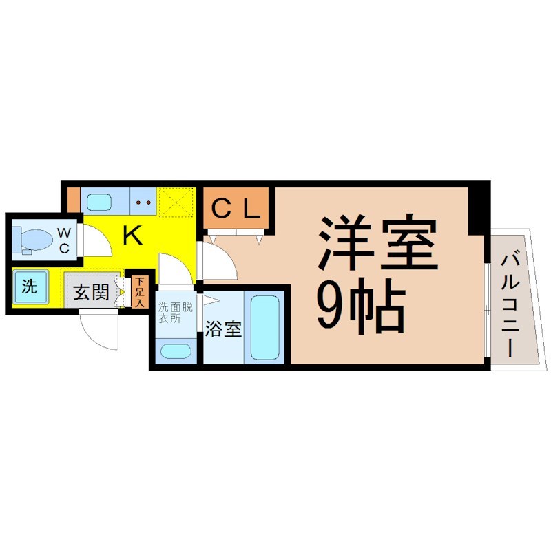 ラフォーレ金山 間取図　洋室9.1帖　脱衣洗面所　バルコニー