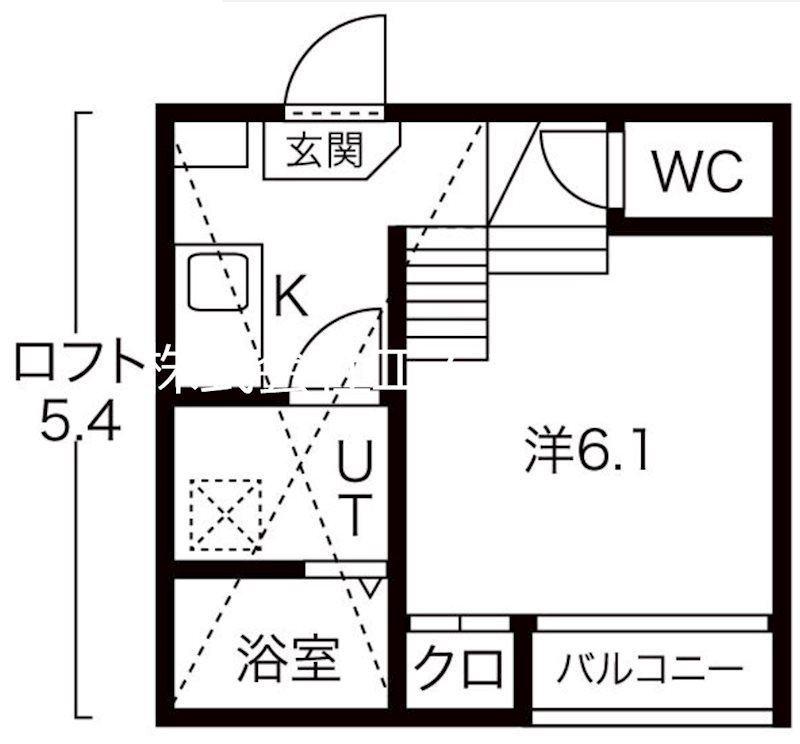 サイプレスト松原町 間取図　洋室6.1帖　ロフト5.4帖