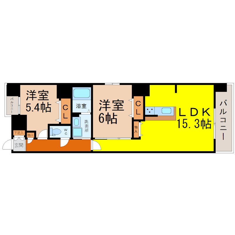 ＮＲ金山 間取図　ＬＤＫ15.3帖　カウンターキッチン