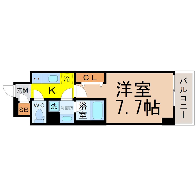 ヴェルデシア名駅南 間取図　洋室7.7帖　