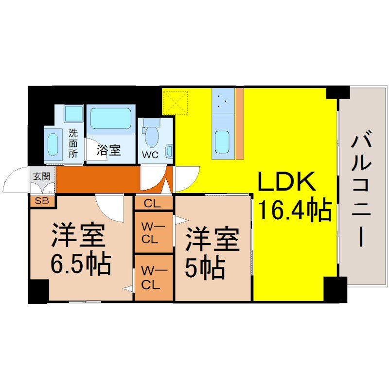 リアレクト白壁 間取り　ＬＤＫ16.4帖　ウォークインクローゼット