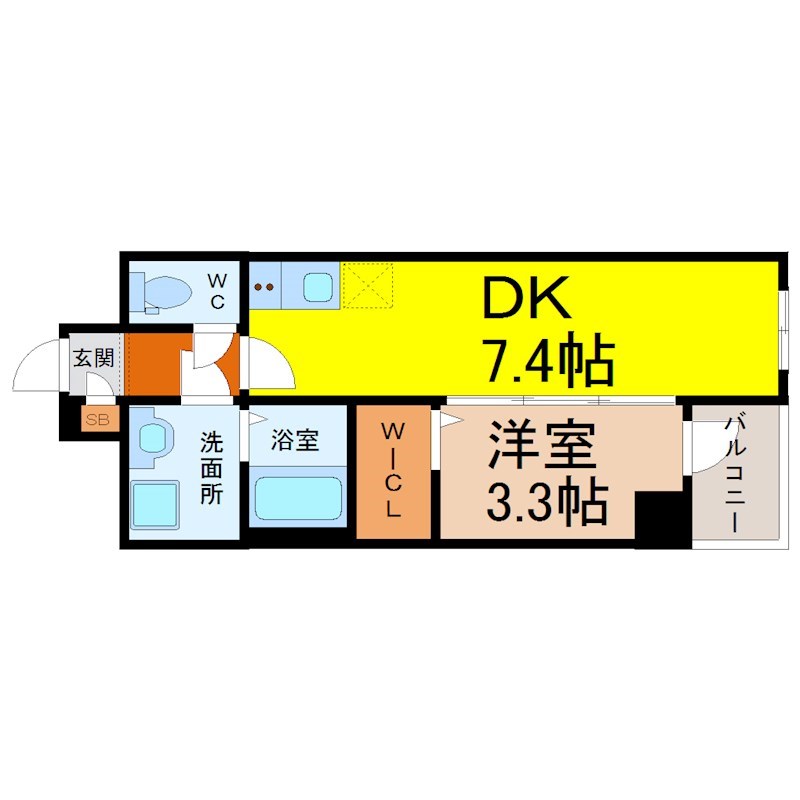 ＶＥＲＩＴＡＳ ＳＨＩＲＡＫＡＮＥ 間取図　ＤＫ6.1帖　洋室4.7帖　脱衣洗面所　バルコニー