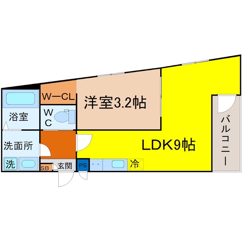 MOVE本陣PREMIO 間取図　ＬＤＫ9.0帖　洋室3.2帖　