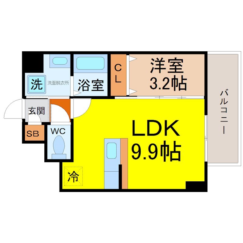 モデルノ 間取図　LDK12帖　洋室5.2帖