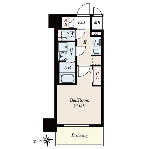 Ｓ－ＲＥＳＩＤＥＮＣＥ尾頭橋 間取図　洋室6.0帖　脱衣洗面所　バルコニー